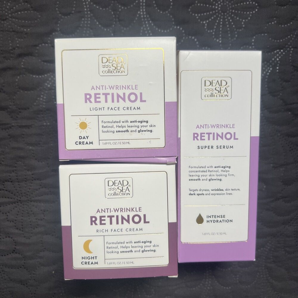 Dead Sea Collection Anti-Wrinkle Retinol Skincare Set | Serum +Day & Night Cream